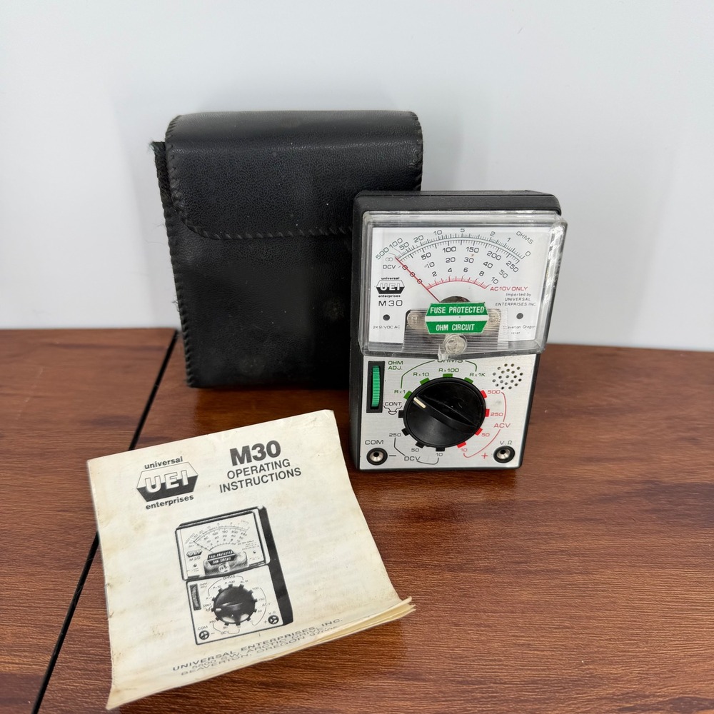 Vintage UEi‎ M30 Analog Multimeter with Case & Manual - Untested, No Leads